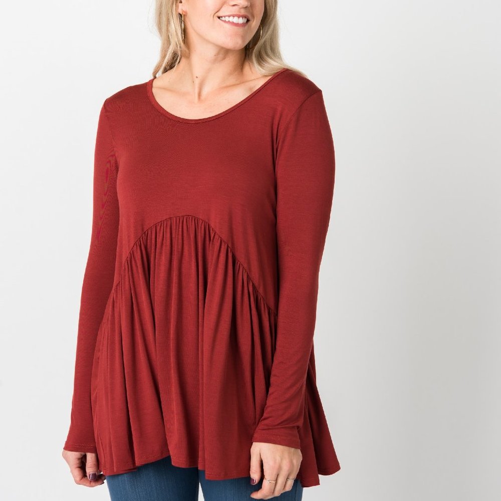 Agnes & Dora Muse Top Empire Waist Long Sleeve Marsala Size XSmall (0-2) NWT